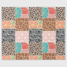Papier d'emballage tendance patchwork à motifs ani