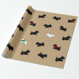 Cadeau Papier d'emballage Terrier Écossais Couleur Café