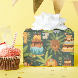 Cadeau Papier d'emballage thématique jungle pour annivers