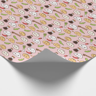 Cadeau Papier d'emballage thème Nourriture Chinoise Kawai