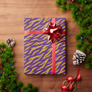 Cadeau Papier d'emballage Tigre Or Violet