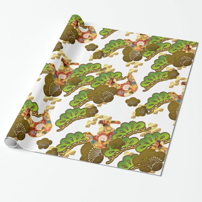 Cadeau Papier d'emballage tressé Chiyogami-Washi (Déroulé)