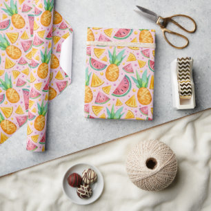 Cadeau Papier d'emballage tropical fruit ananas pastèque