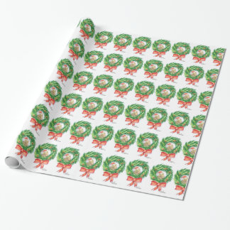 Cadeau Papier d'emballage unique de Noël Kiwi et couronne