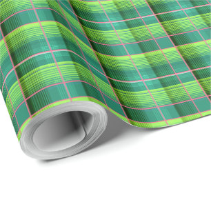 Cadeau Papier d'emballage vert à damiers motif à petite é
