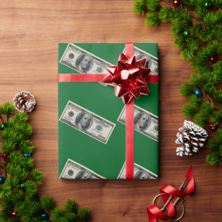 Cadeau Papier d'emballage vert de billet de cent dollars