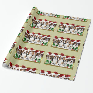 Cadeau Papier d'emballage vert de chiots de beagle de