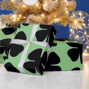 Cadeau Papier d'emballage vert de Clover noir brillant gr