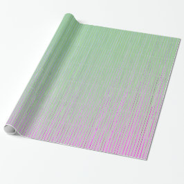 Cadeau Papier d'emballage VERT ET ROSE RAYURES FANEES