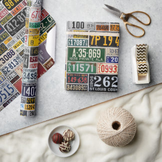 Cadeau Papier d'emballage vintage des plaques de licence