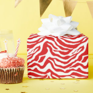 Cadeau Papier d'emballage zébrée rouge et blanc