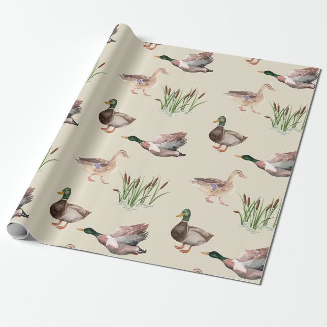 Cadeau Papier d'enlèvement de canard de Mallard et de Hen (Déroulé)