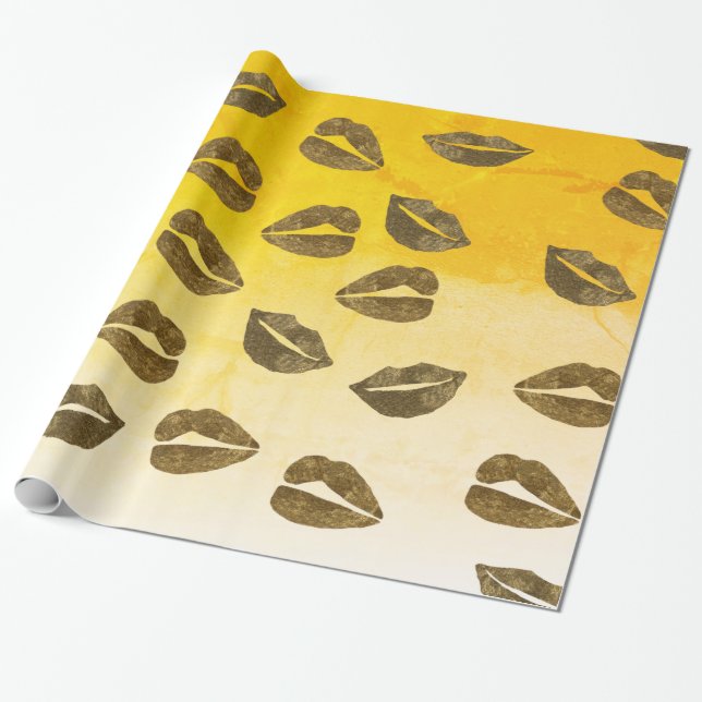 Cadeau Papier d'enlèvement des lèvres d'huile d'or (Déroulé)
