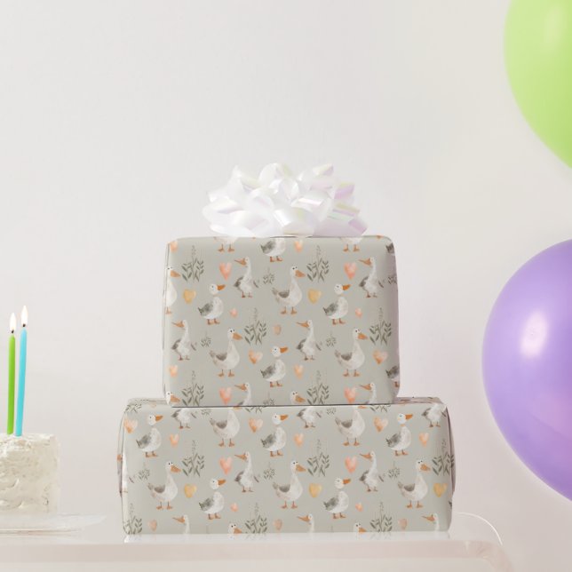 Cadeau Papier d'enlèvement d'oies d'aquarelle mignonne Ro (Cadeaux de fête)