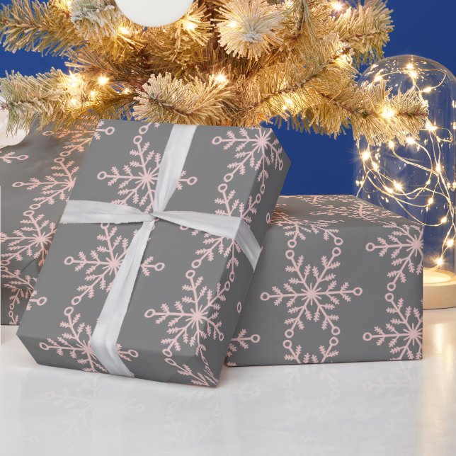 Cadeau Papier d'enneigement rose et gris (Vacances)