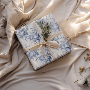 Cadeau Papier d'enrobage bleu vintage de toile Florale
