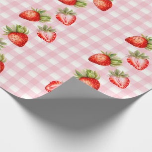 Cadeau Papier d'enrobage En vichy rose fraise