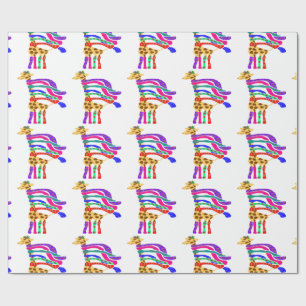 Cadeau Papier d'enveloppe de girafe de Noël heureux