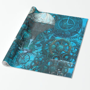 Cadeau Papier d'enveloppement à la vapeur bleu