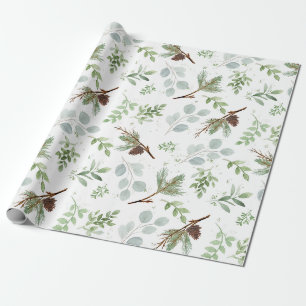 Cadeau Papier d'enveloppement à l'aquarelle de pin et d'