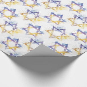 Cadeau Papier d'enveloppement à l'aquarelle jaune et viol
