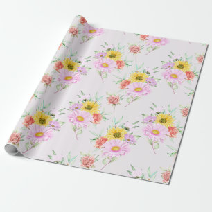 Cadeau Papier d'enveloppement à motif floral