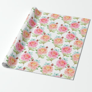 Cadeau Papier d'enveloppement à motif floral