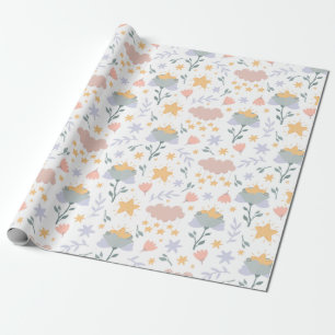 Cadeau Papier d'enveloppement à motif floral