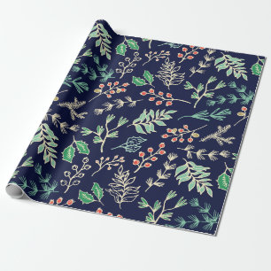 Cadeau Papier d'enveloppement à motifs floraux de Noël cl