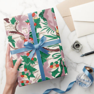Cadeau Papier d'enveloppement à motifs floraux roses