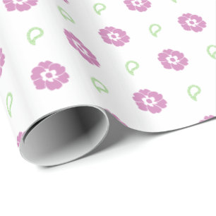 Cadeau Papier d'enveloppement à motifs floraux roses
