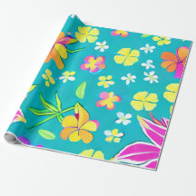 Papier d'enveloppement à motifs floraux tropicaux