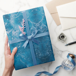 Cadeau Papier d'enveloppement à ondulation bleu Océan - E