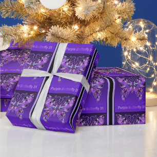 Cadeau Papier d'enveloppement à papillon violet 31