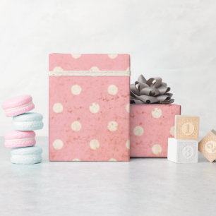 Cadeau Papier d'enveloppement à point Polka Vintage rose 