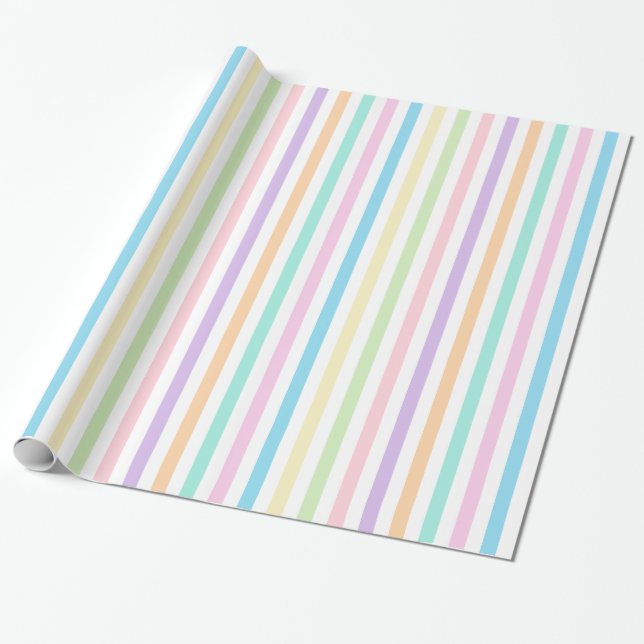 Cadeau Papier d'enveloppement à rayures verticales Pastel (Déroulé)