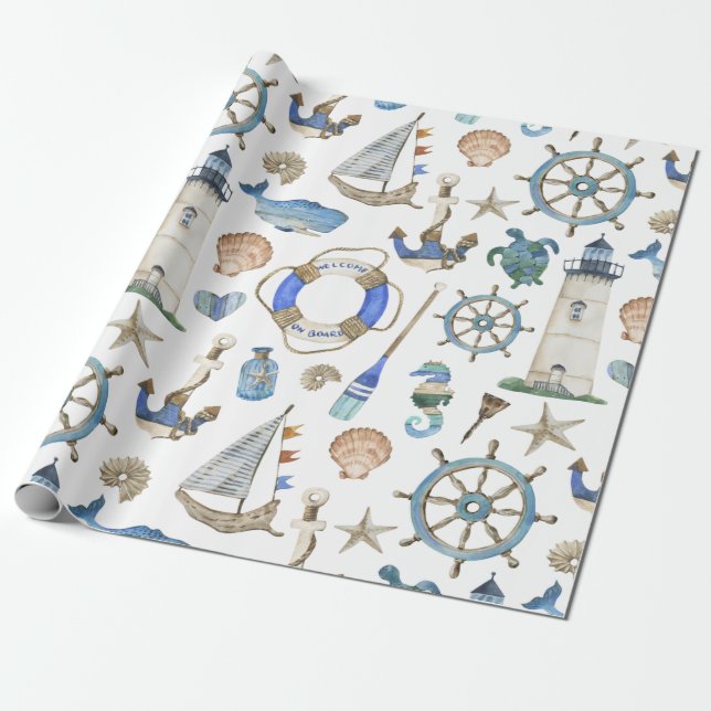 Cadeau Papier d'enveloppement à thème de la plage de la m (Déroulé)