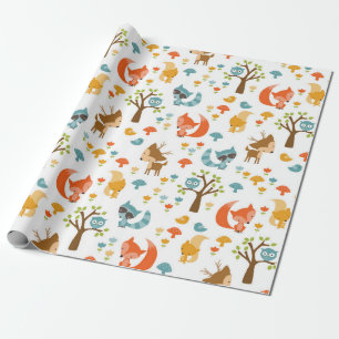 Cadeau Papier d'enveloppement animal de bois mou