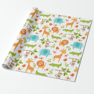 Cadeau Papier d'enveloppement animal de Safari Jungle mig
