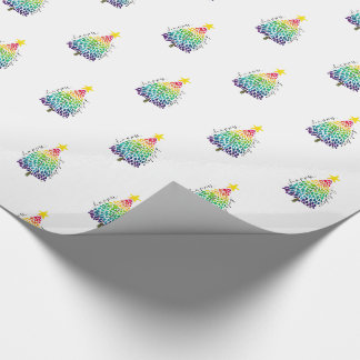 Cadeau Papier d'enveloppement Arbre de Noël Arc-en-ciel 