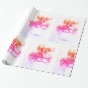 Cadeau Papier d'enveloppement au crayon de lèvres et de n