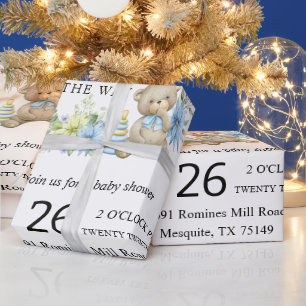 Cadeau Papier d'enveloppement Baby shower Ours En Teddy