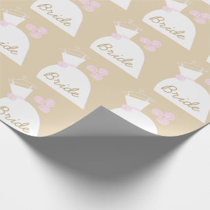 Cadeau Papier d'enveloppement beige rose mariage Gown