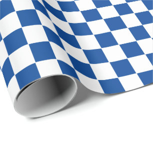 Cadeau Papier d'enveloppement blanc et bleu profond À dam