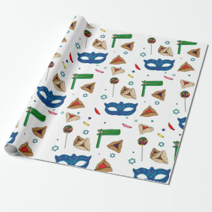 Cadeau Papier d'enveloppement blanc purim