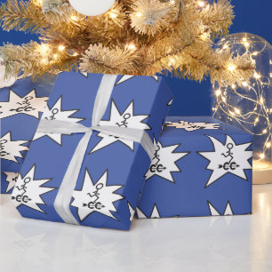 Cadeau Papier d'enveloppement bleu couché à travers le pa