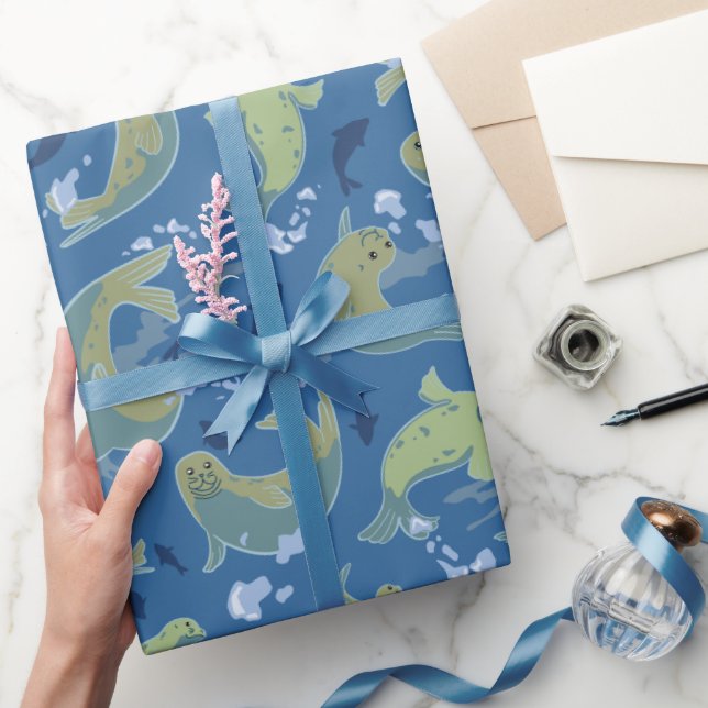 Cadeau Papier d'enveloppement bleu marine pour phoques en (Cadeaux)