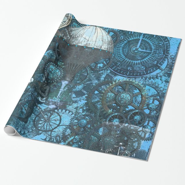 Cadeau Papier d'enveloppement bleu vapeur (Déroulé)