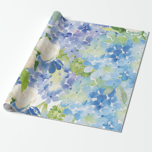 Cadeau Papier d'enveloppement bleu vert Hydrangea