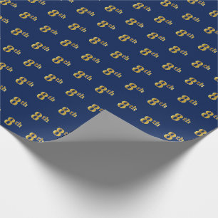 Cadeau Papier d'enveloppement Blue, Faux Gold 8th (Huitiè